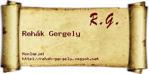 Rehák Gergely névjegykártya