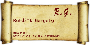 Rehák Gergely névjegykártya